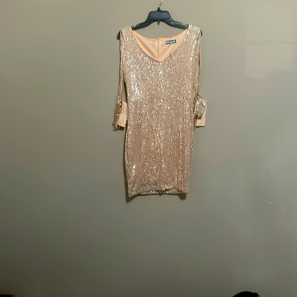 Champagne colored sparkly dress never worn